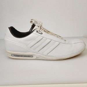 adidas gazelle silver green womens PORSCHE DESIGN x ADIDAS Size 9.5 Black White Leather Lace Up Sneakers  Sui  Generis Designer Consignment